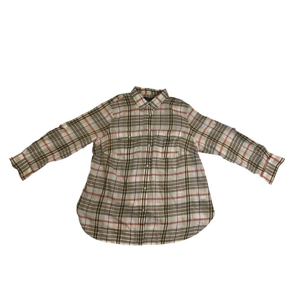 Cozy Mom Lounge Casual Lauren Ralph Lauren Women's Long Sleeve Plaid Button Up
